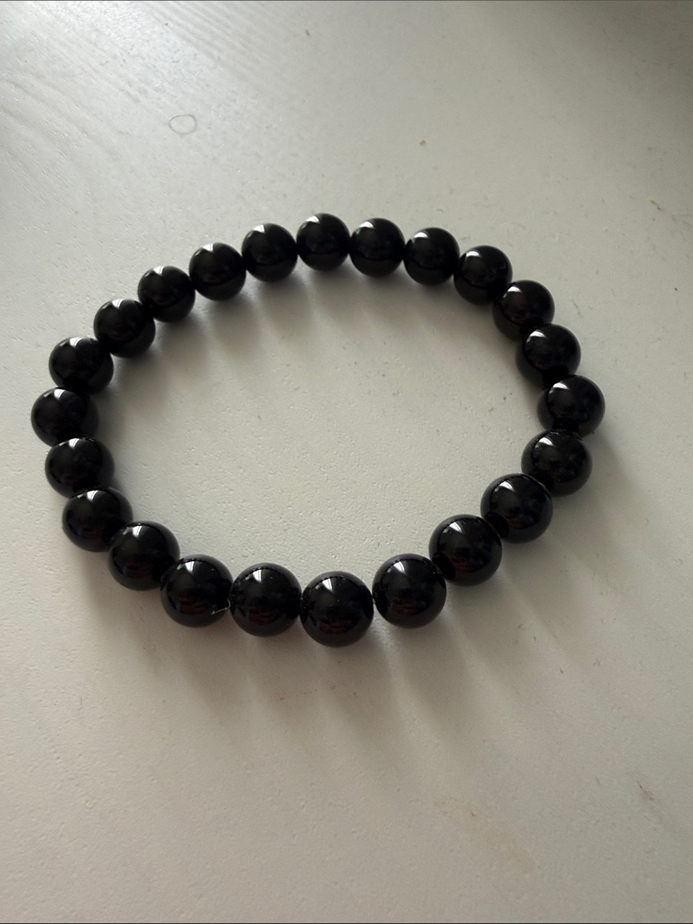 Black Beaded Stretch Bracelet - Classic Onyx Look